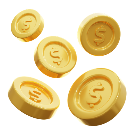 Gold Dollar Coins  3D Icon