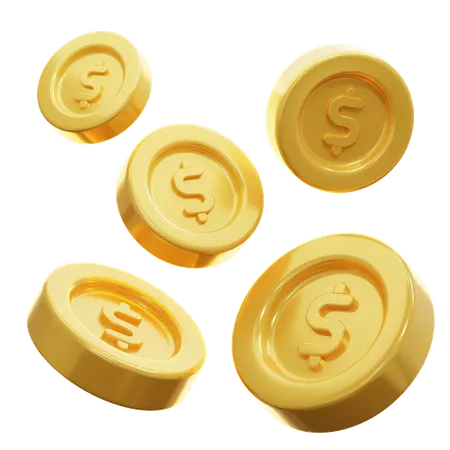 Gold Dollar Coins  3D Icon
