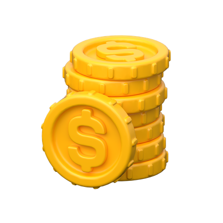 Gold Dollar Coins  3D Icon
