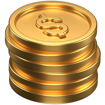 Gold Dollar Coins 3D Icon