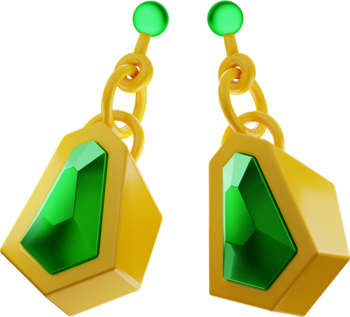 Gold Earring Jewelry 3D Illustration