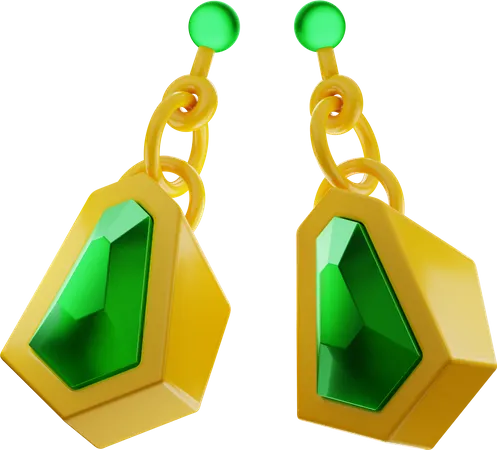 Gold Earring Jewelry  3D Illustration