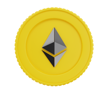Gold Etherium Coin 3D Icon