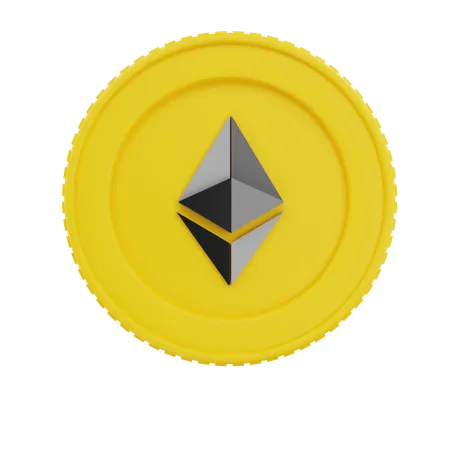 Goldene Etheriummünze  3D Icon