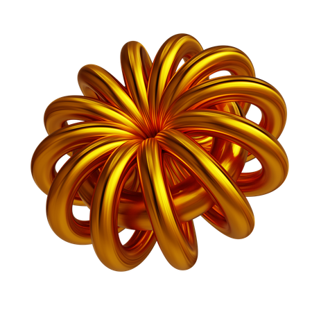 Gold Flower Abstract  3D Icon