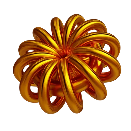 Gold Flower Abstract  3D Icon