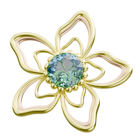 Gold Flower Pendant  3D Icon
