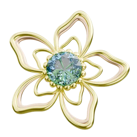 Gold Flower Pendant  3D Icon