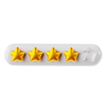 Gold Four Star Rating  3D Icon