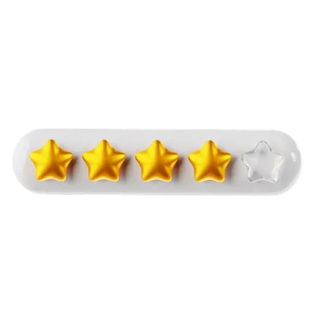 Gold Four Star Rating  3D Icon