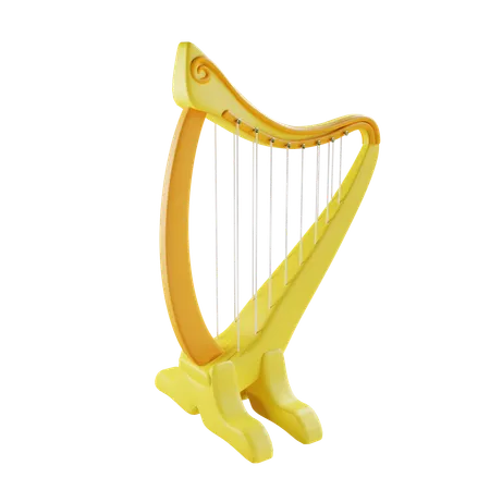 3 D Render Gold Harp 3D Icon