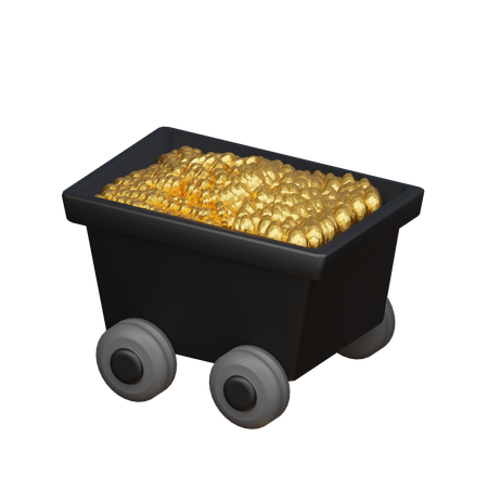 Gold in cart  3D Icon