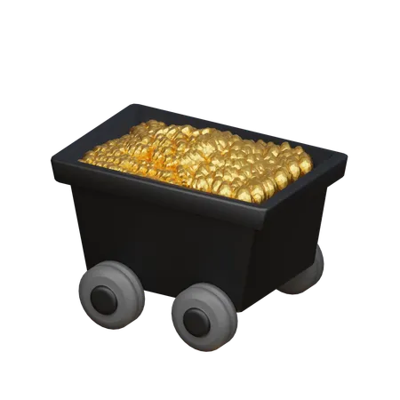 Gold In Cart 3 D Icon 3D Icon