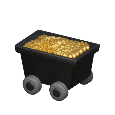 Gold in cart  3D Icon