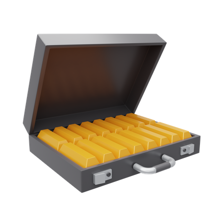 Gold in the suitcase  3D Icon
