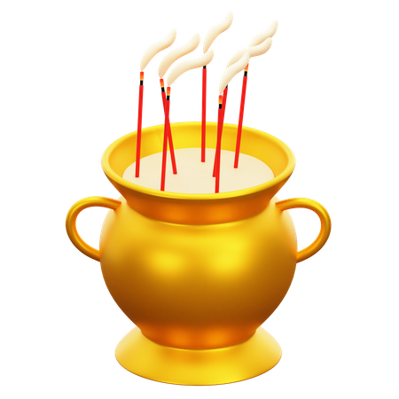 Gold Incense Pot  3D Icon