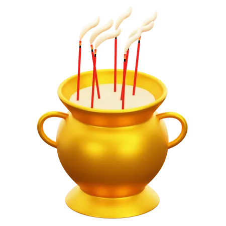 Gold Incense Pot  3D Icon