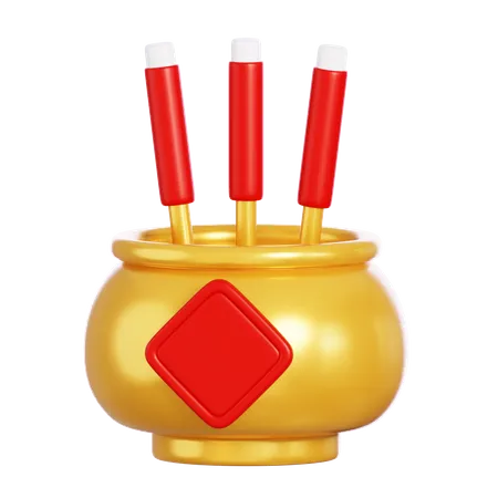 Gold Incense Pot  3D Icon