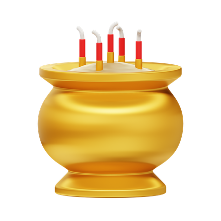 Gold Incense Pot  3D Icon