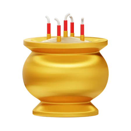 Gold Incense Pot  3D Icon