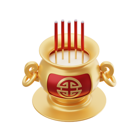 Gold Incense Pot  3D Icon