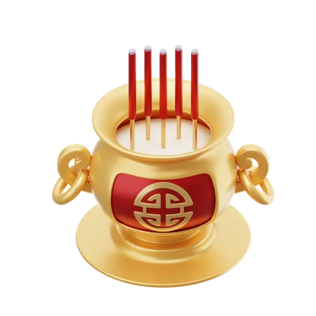 Gold Incense Pot  3D Icon