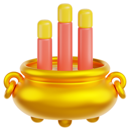 Gold Incense Pot  3D Icon