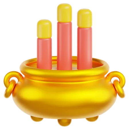 Gold Incense Pot  3D Icon