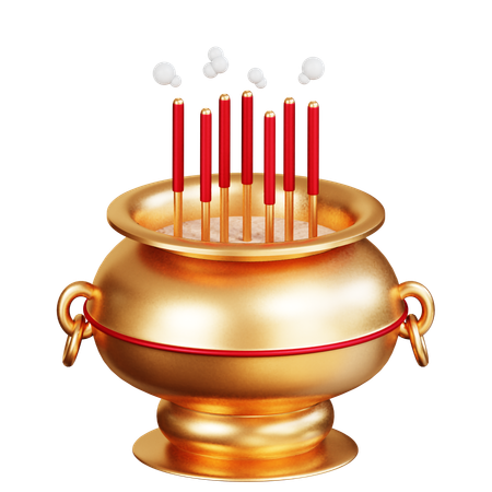 Gold Incense Pot  3D Icon