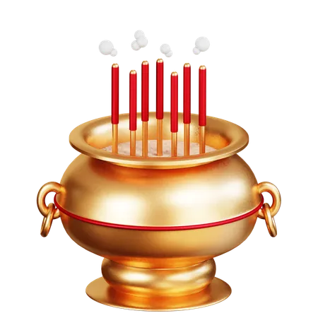 Gold Incense Pot  3D Icon