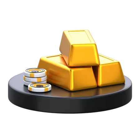 Gold Ingots 3 D Casino Icon 3D Icon