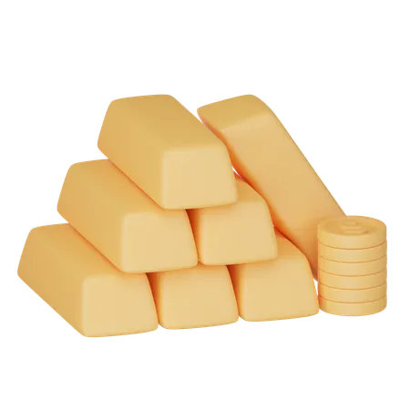 Gold Ingots  3D Icon