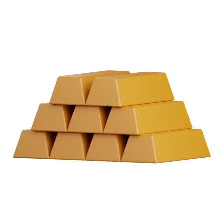 3 D Rendering Gold Bricks Isolated Useful For Banking Money Currency Finance And Business Design 3D Icon