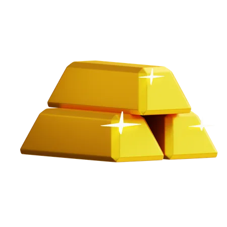 3 D Illustration Gold Ingots 3D Icon