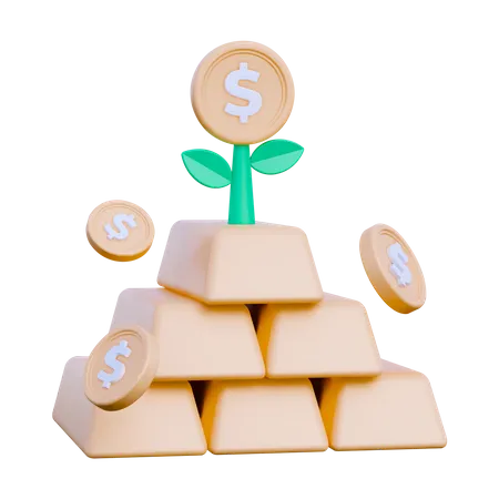 Gold Investment  3D Icon