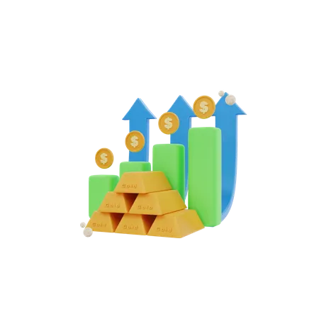 3 D Gold Invesment Icon Object Illustration 3D Icon