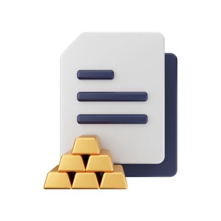 Gold Investment Document  3D Illustration