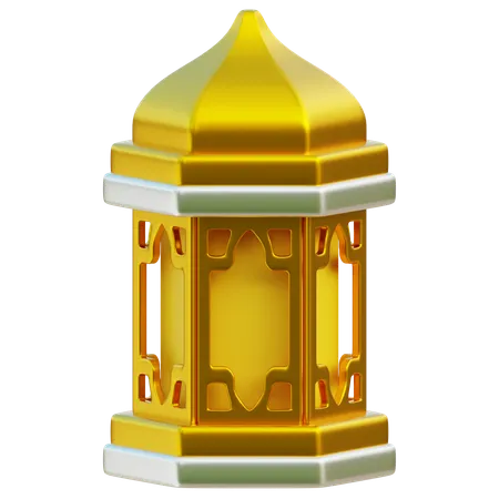 3 D Rendered Traditional Islamic Lantern With Golden Accents 3D Icon