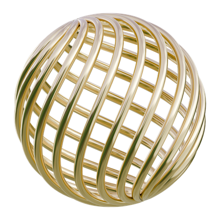 Gold Lattice Sphere  3D Icon