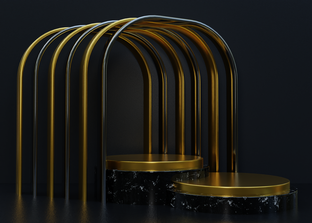 Black and Gold Luxury Podium 3D Illustration