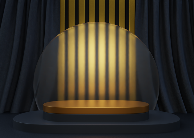 Luxus-Podium in Schwarz und Gold  3D Illustration