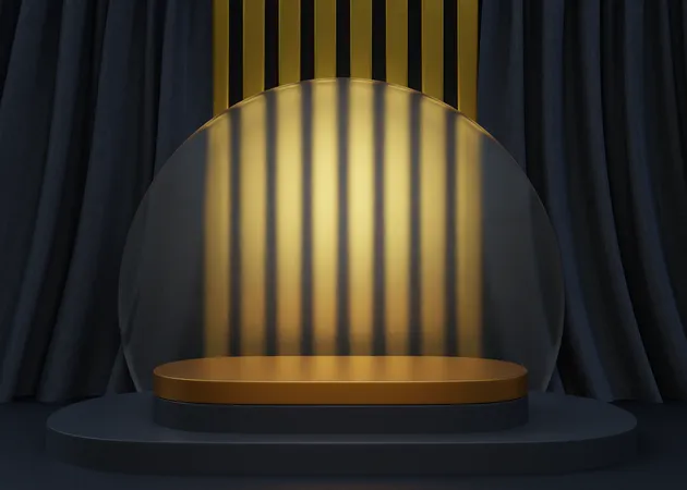 Luxus-Podium in Schwarz und Gold  3D Illustration