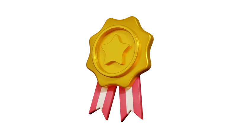 3 D Gold Medal Achievement Icon 3D Illustration
