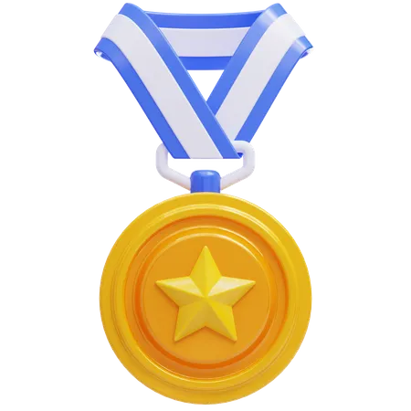 Gold medal with star  3D Icon