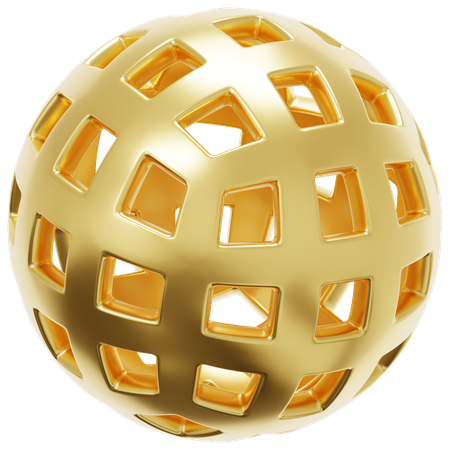 Gold Mesh Grid  3D Icon