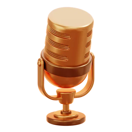 Gold Mic  3D Icon