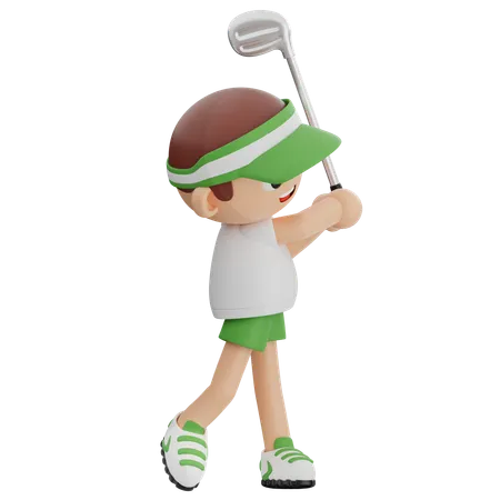 Gold Player Finish Golf  3D Illustration