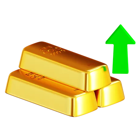 Gold Price Arrow Raise Up Growing  3D Icon