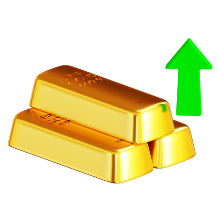 Gold Price Arrow Raise Up Growing  3D Icon