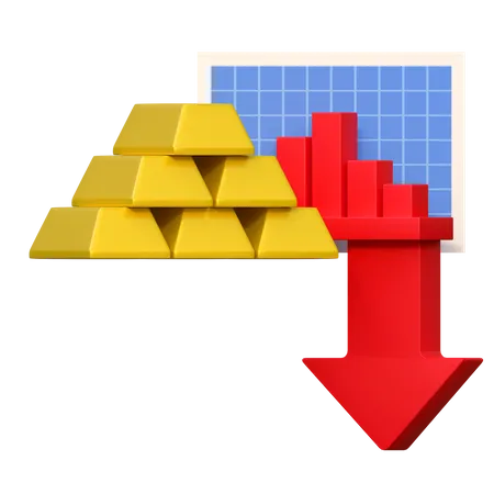Gold Investment Price Down Low Finance Icon 3 D Illustration 3D Icon